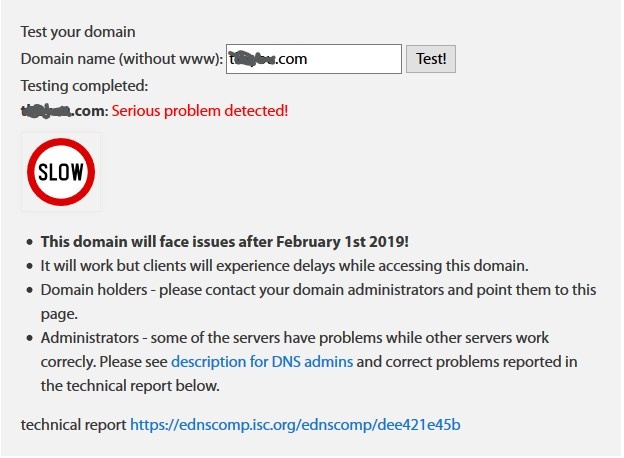 DNS server not compliant